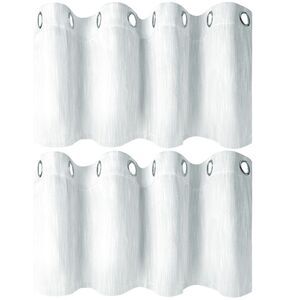 2 Panels Kitchen Linen Look Blackout Curtains Gommet Top 52"W x 18"L Light Gray